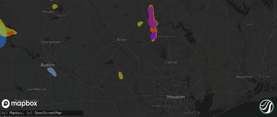 Hail map in Navasota, TX on May 10, 2026