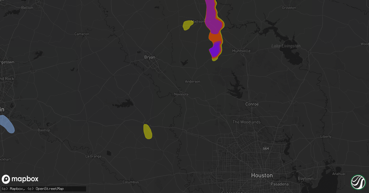 Hail map in Navasota, TX on May 10, 2026