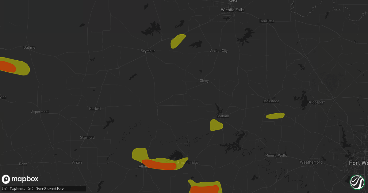Hail map in Newcastle, TX on May 10, 2026