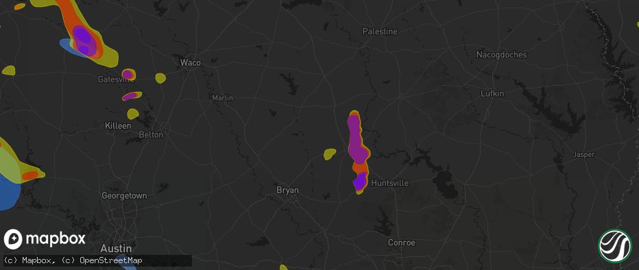 Hail map in Normangee, TX on May 10, 2026