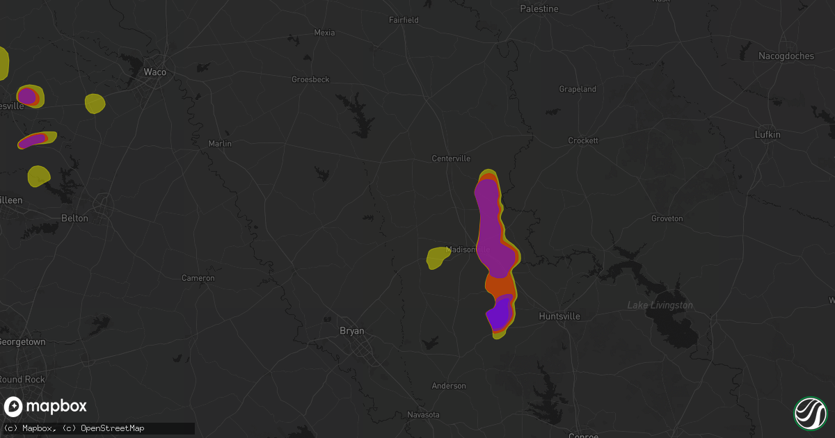 Hail map in Normangee, TX on May 10, 2026