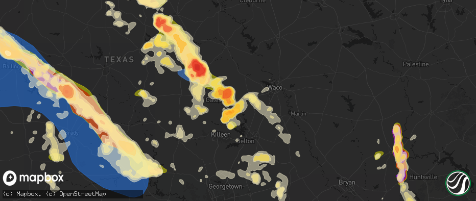 Hail map in Oglesby, TX on May 10, 2026