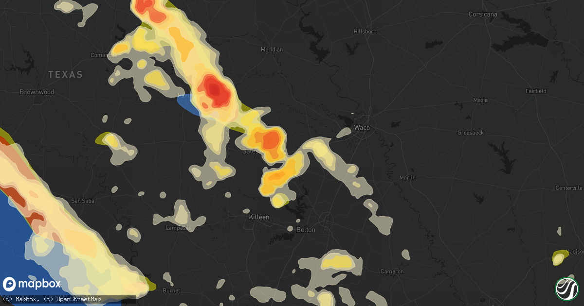 Hail map in Oglesby, TX on May 10, 2026