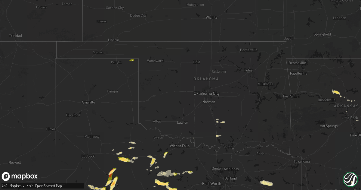 Hail map in Oklahoma on May 10, 2026
