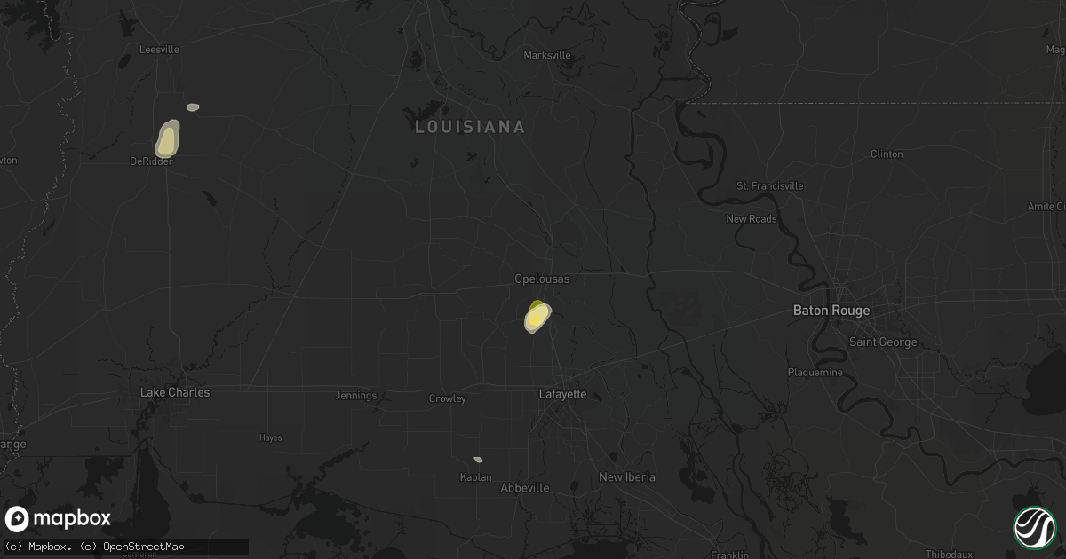 Hail map in Opelousas, LA on May 10, 2026