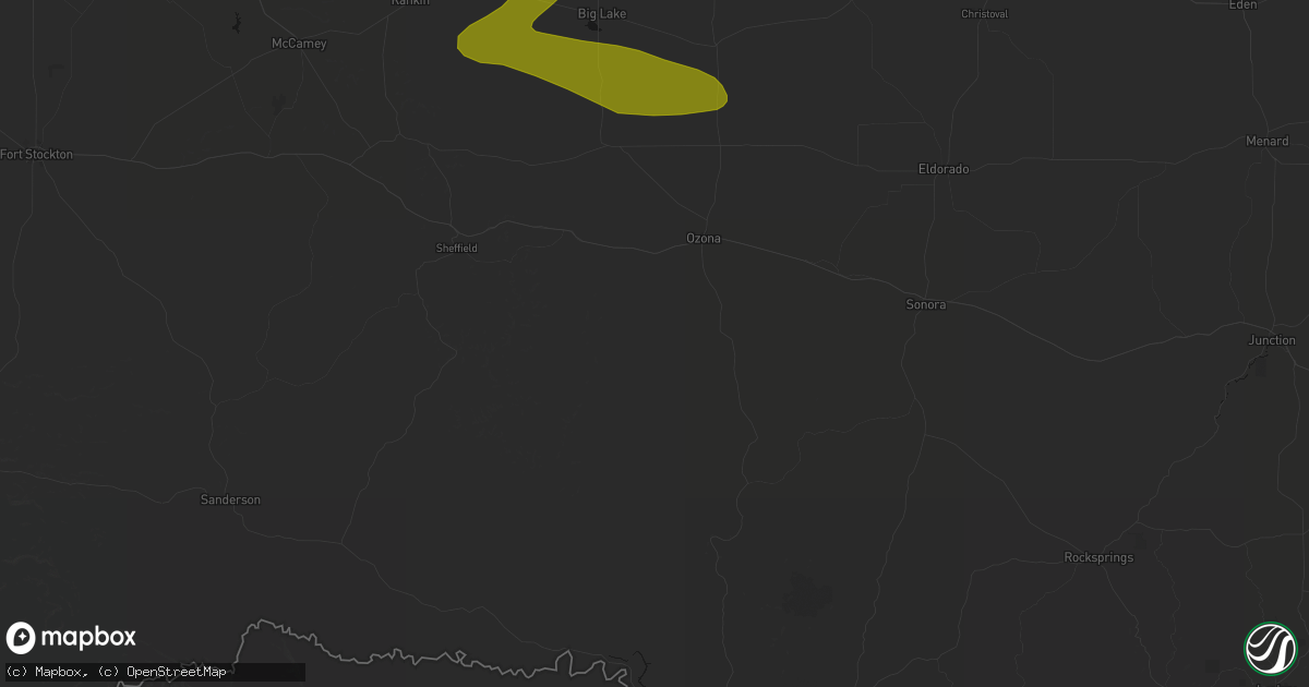 Hail map in Ozona, TX on May 10, 2026