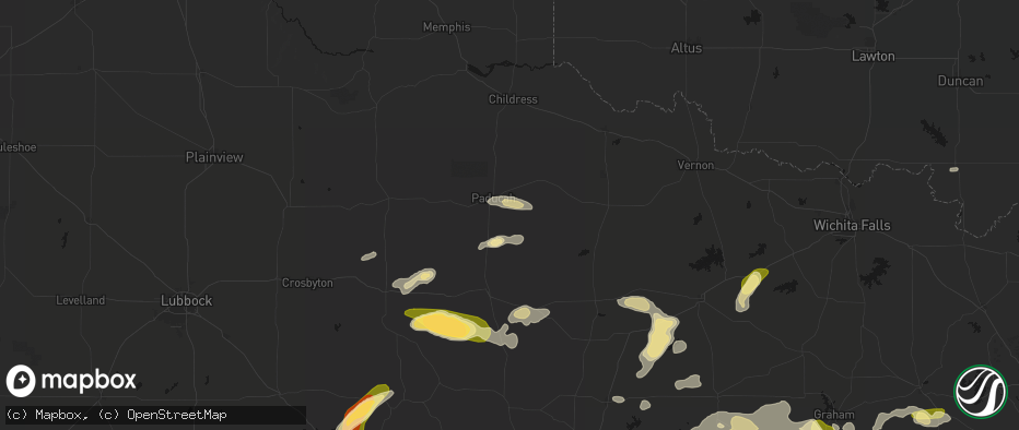 Hail map in Paducah, TX on May 10, 2026