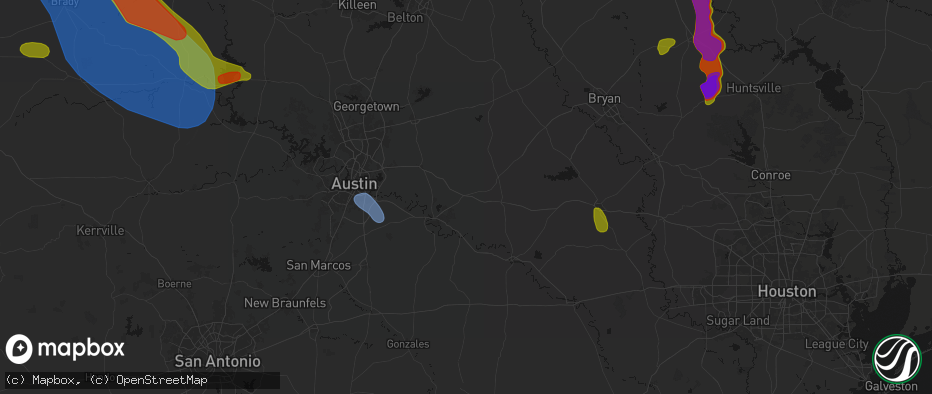 Hail map in Paige, TX on May 10, 2026