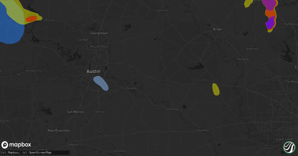Hail map in Paige, TX on May 10, 2026