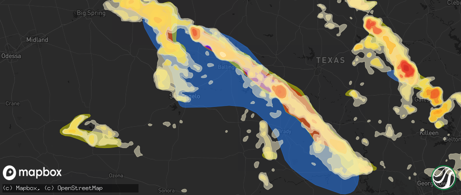 Hail map in Paint Rock, TX on May 10, 2026