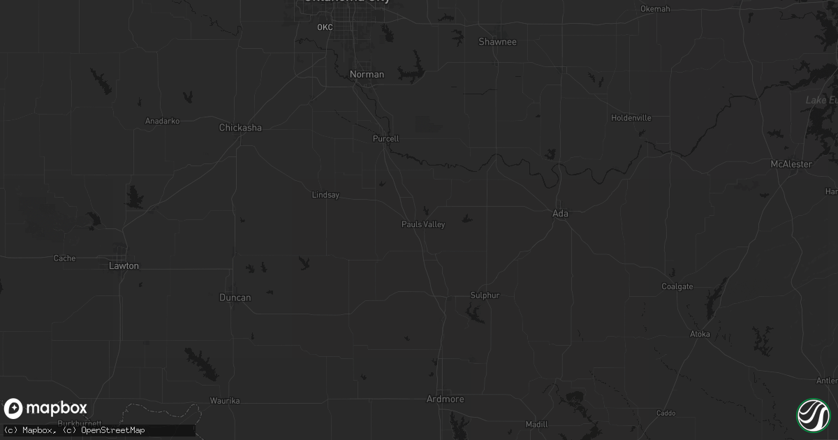 Hail map in Pauls Valley, OK on May 10, 2026
