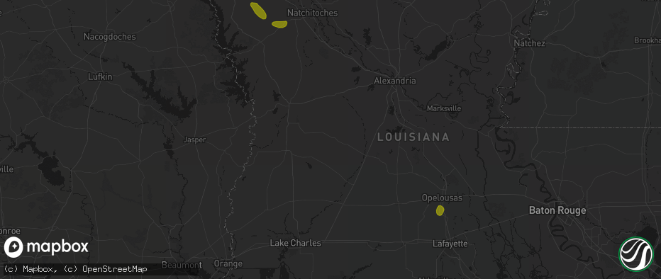 Hail map in Pitkin, LA on May 10, 2026