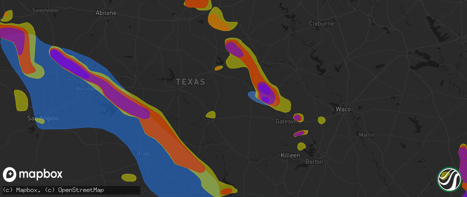 Hail map in Pottsville, TX on May 10, 2026