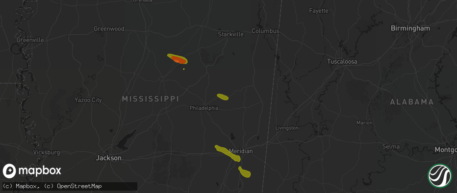 Hail map in Preston, MS on May 10, 2026