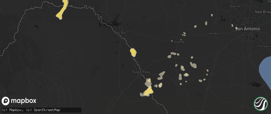 Hail map in Quemado, TX on May 10, 2026