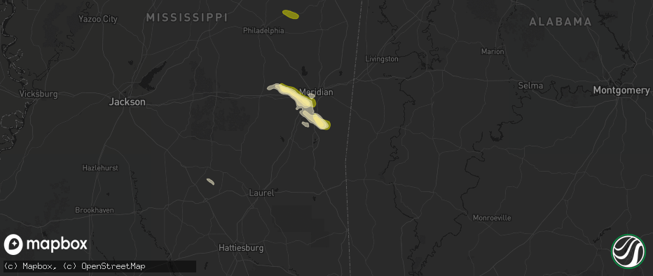 Hail map in Quitman, MS on May 10, 2026