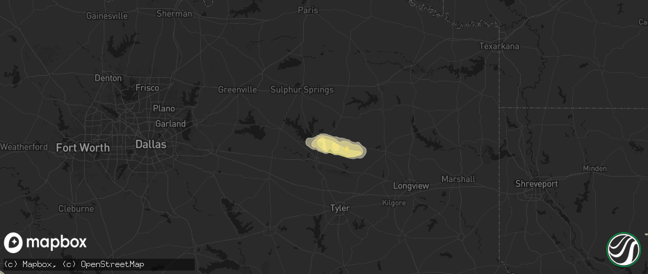 Hail map in Quitman, TX on May 10, 2026