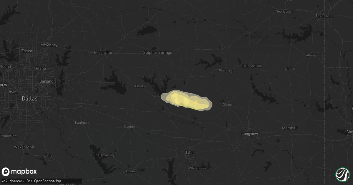 Hail map in Quitman, TX on May 10, 2026