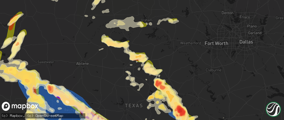 Hail map in Ranger, TX on May 10, 2026