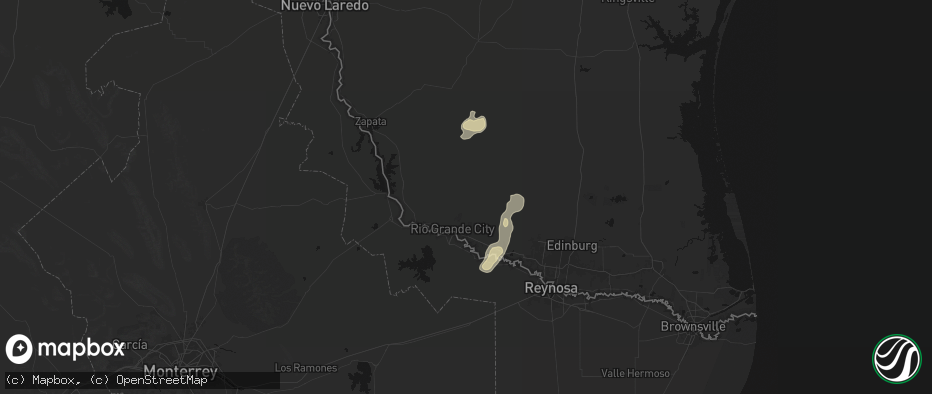 Hail map in Rio Grande City, TX on May 10, 2026