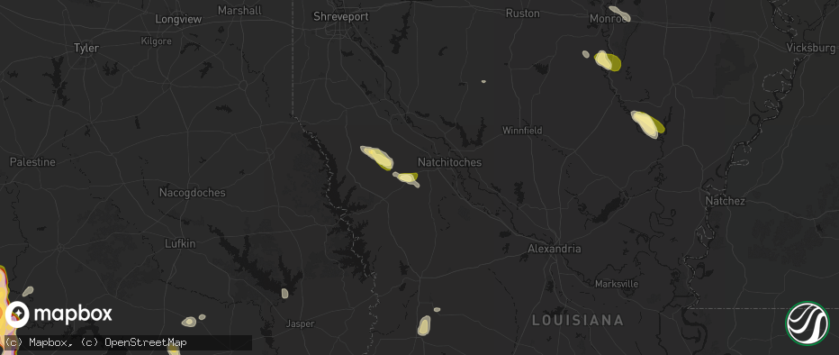 Hail map in Robeline, LA on May 10, 2026