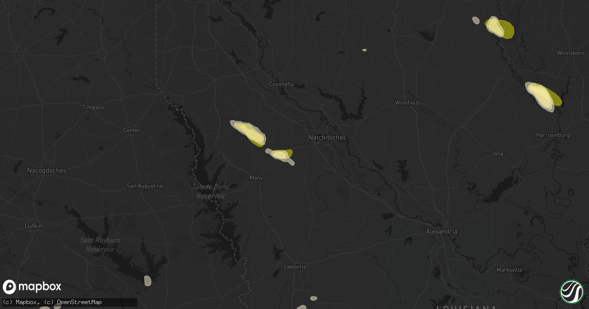Hail map in Robeline, LA on May 10, 2026