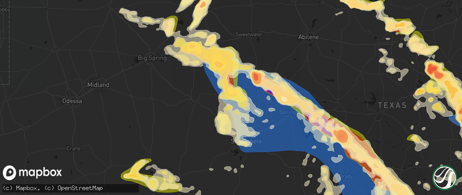Hail map in Robert Lee, TX on May 10, 2026
