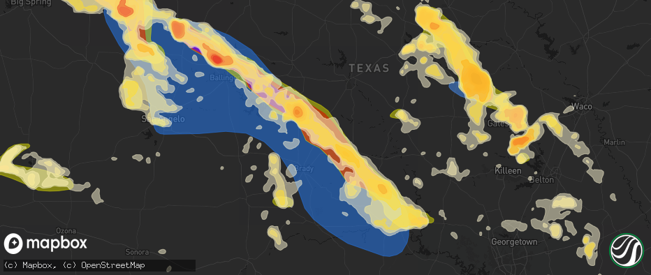 Hail map in Rochelle, TX on May 10, 2026
