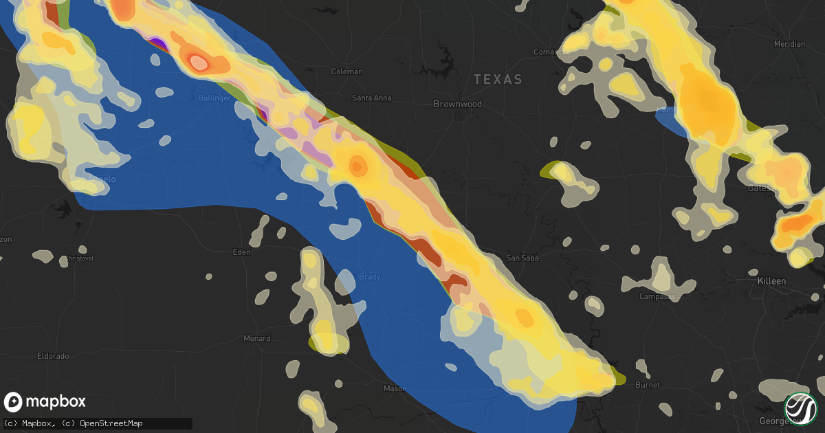 Hail map in Rochelle, TX on May 10, 2026