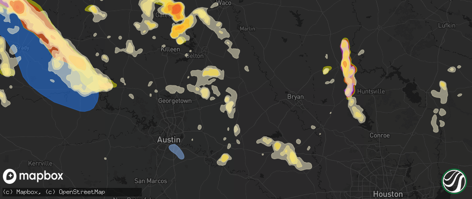 Hail map in Rockdale, TX on May 10, 2026