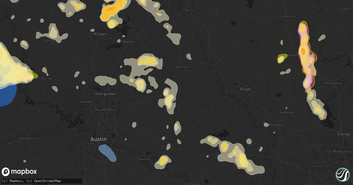 Hail map in Rockdale, TX on May 10, 2026