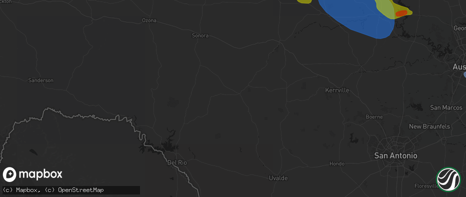 Hail map in Rocksprings, TX on May 10, 2026
