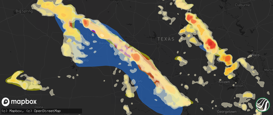 Hail map in Rockwood, TX on May 10, 2026