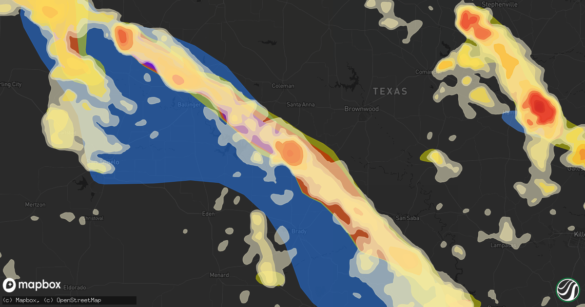 Hail map in Rockwood, TX on May 10, 2026