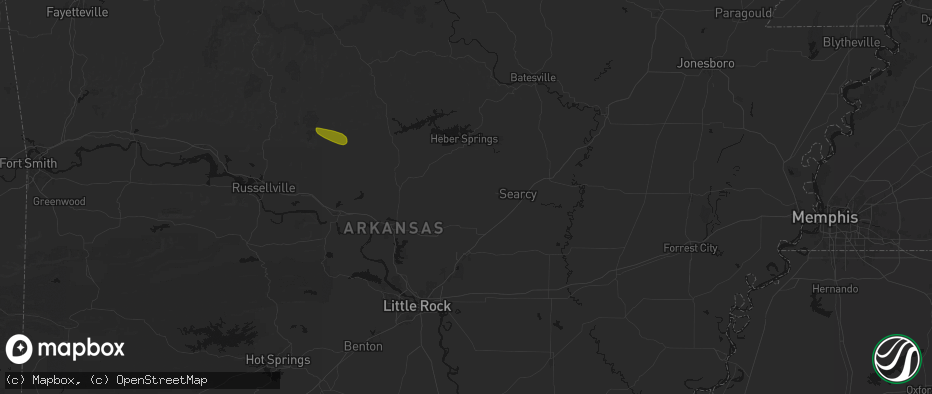 Hail map in Romance, AR on May 10, 2026