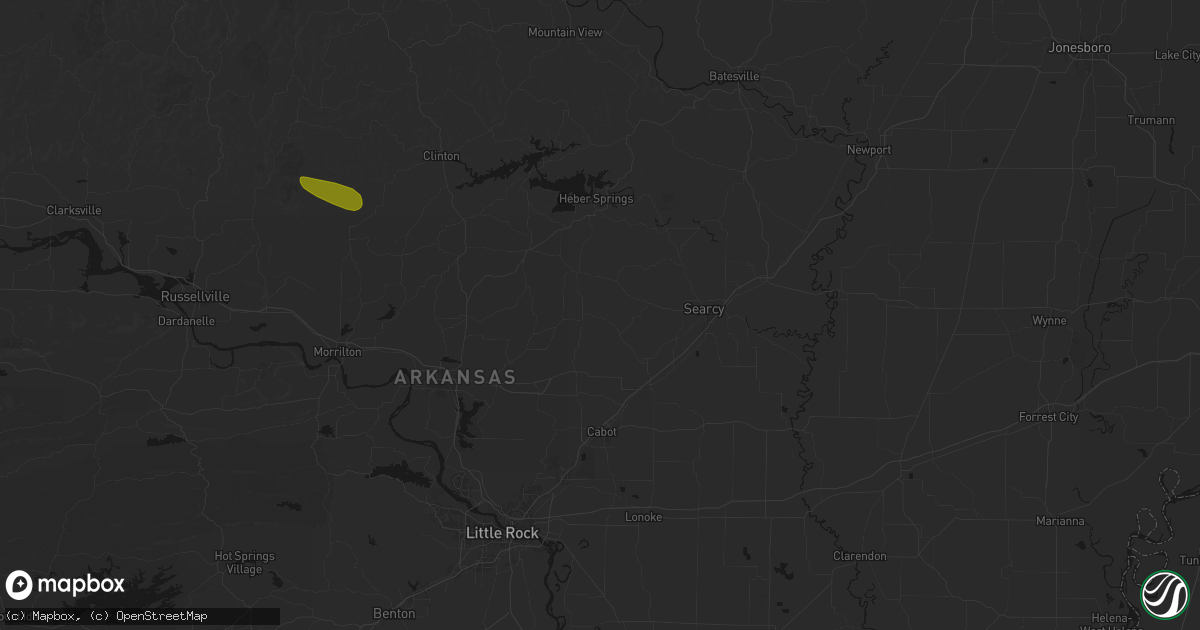 Hail map in Romance, AR on May 10, 2026
