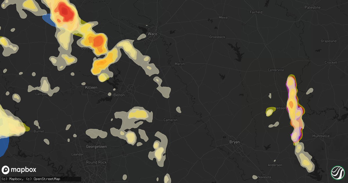 Hail map in Rosebud, TX on May 10, 2026