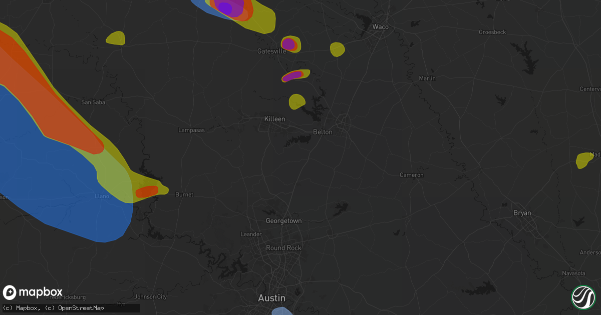 Hail map in Salado, TX on May 10, 2026