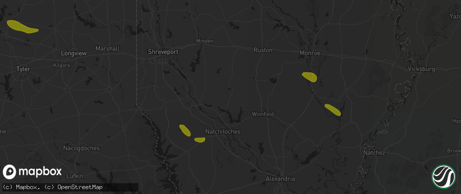 Hail map in Saline, LA on May 10, 2026