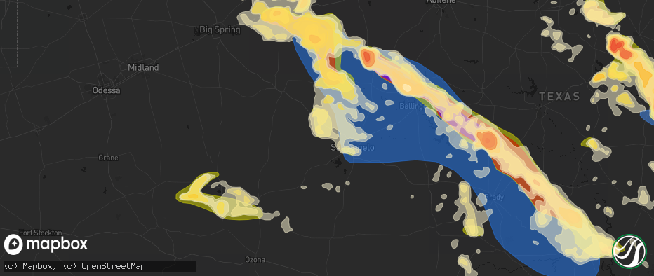 Hail map in San Angelo, TX on May 10, 2026
