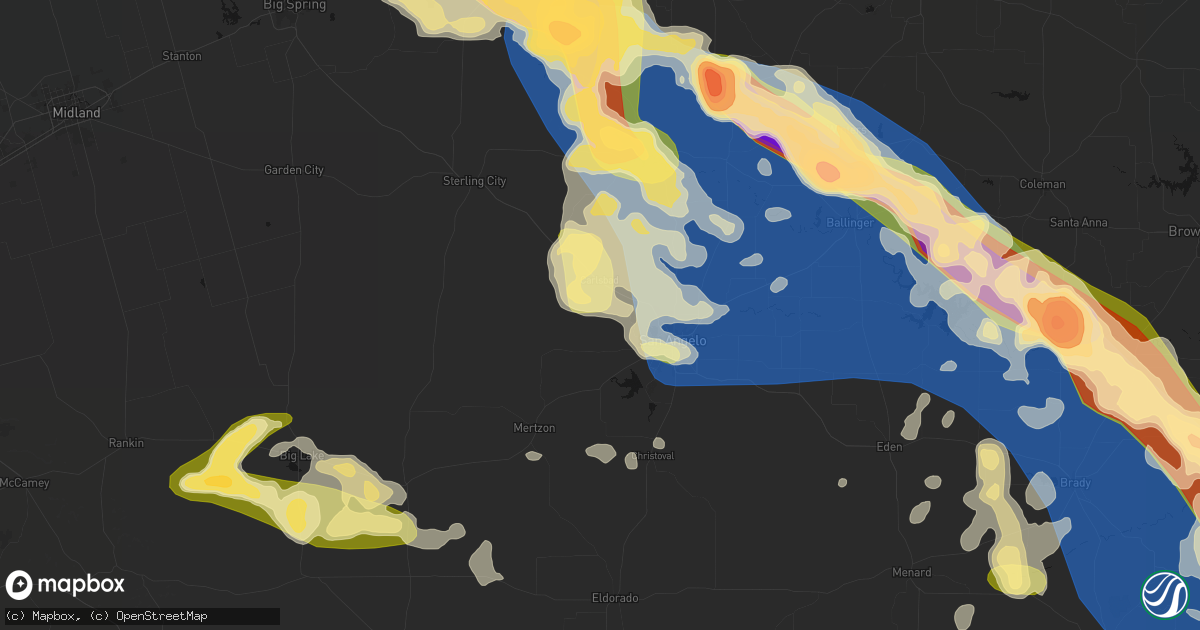 Hail map in San Angelo, TX on May 10, 2026