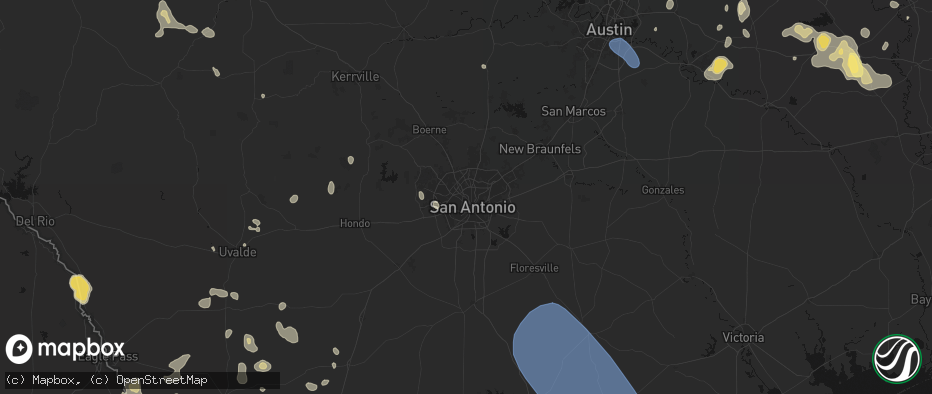 Hail map in San Antonio, TX on May 10, 2026