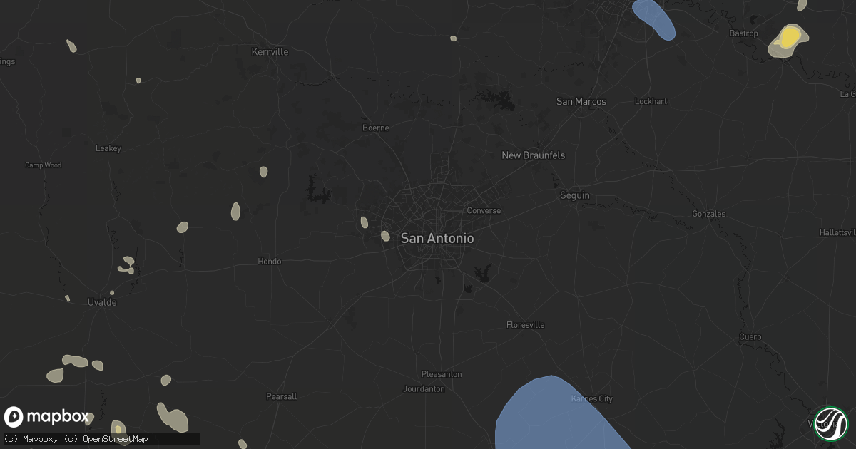 Hail map in San Antonio, TX on May 10, 2026