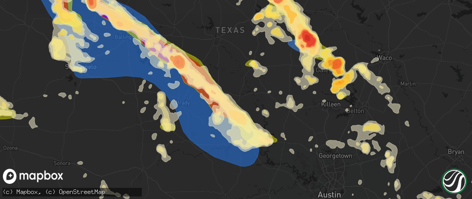 Hail map in San Saba, TX on May 10, 2026