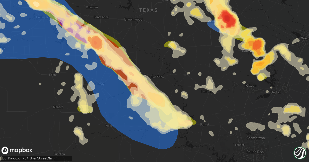 Hail map in San Saba, TX on May 10, 2026