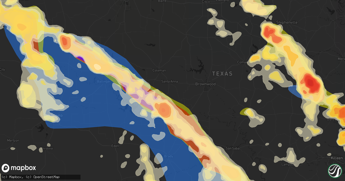 Hail map in Santa Anna, TX on May 10, 2026