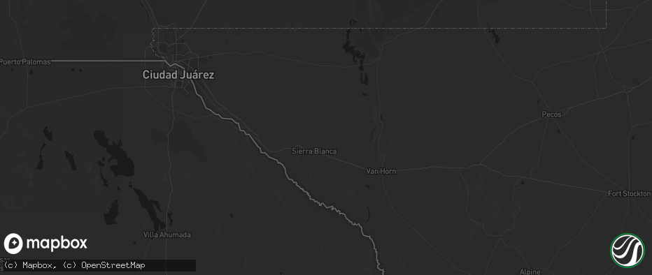 Hail map in Sierra Blanca, TX on May 10, 2026