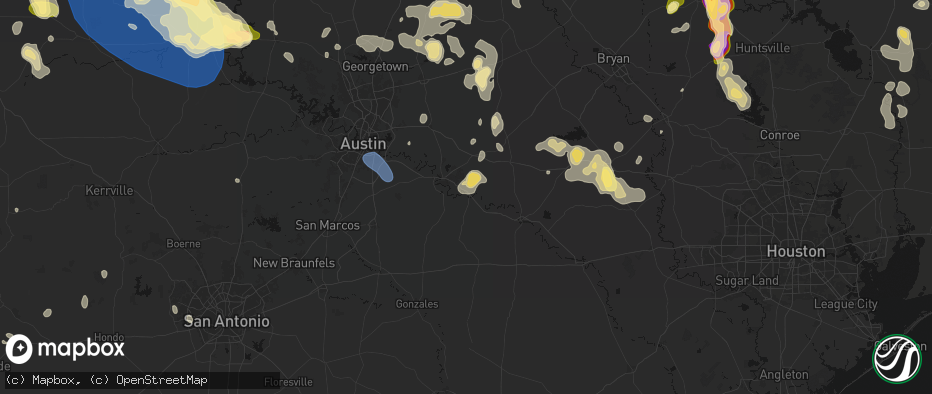 Hail map in Smithville, TX on May 10, 2026
