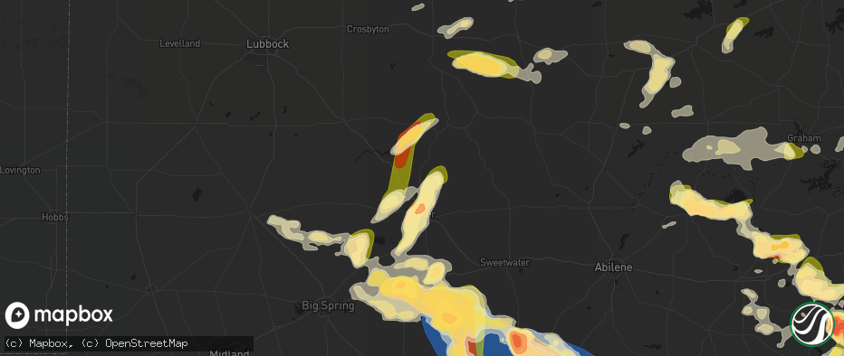 Hail map in Snyder, TX on May 10, 2026
