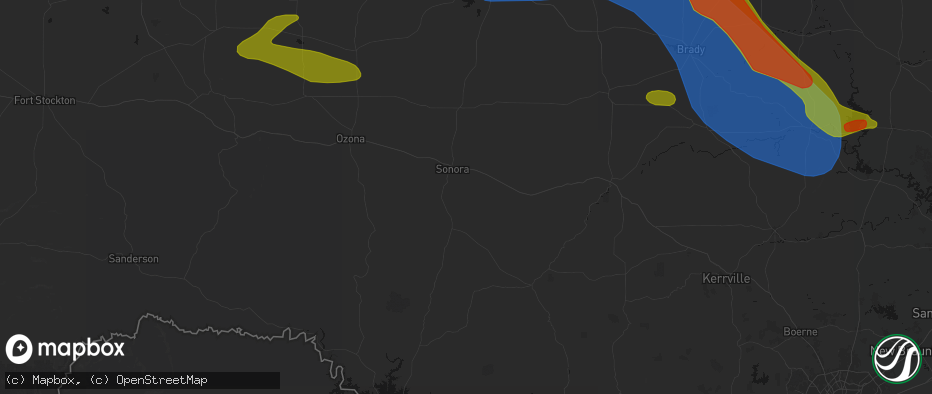 Hail map in Sonora, TX on May 10, 2026
